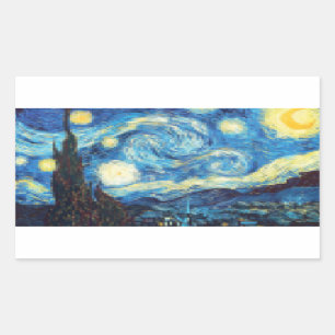 Pixelated Starry Night by Van Gogh Rectangular Sticker