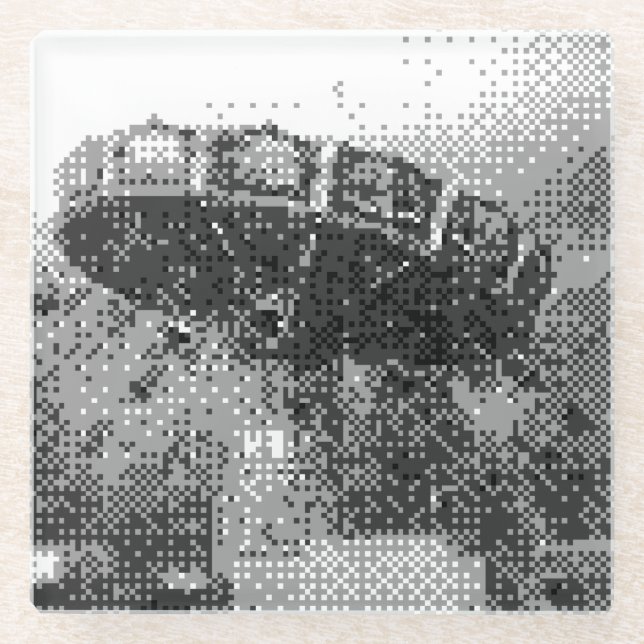 pixelated swing ride glass coaster (Front)