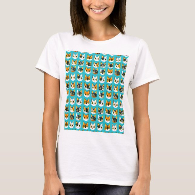 Pixelated Tabby Cat Tee (Front)