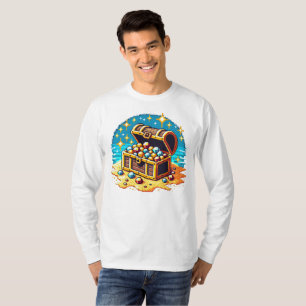Pixelated Treasure Chest: 8-Bit Gold & Jewels T-Shirt