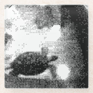 pixelated turtles glass coaster