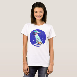 Pixelated UFO Pizza Adventure - Alien Art T-Shirt