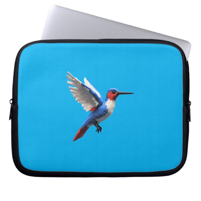 Pixeled Blue Hummingbird  Laptop Sleeve (Front)