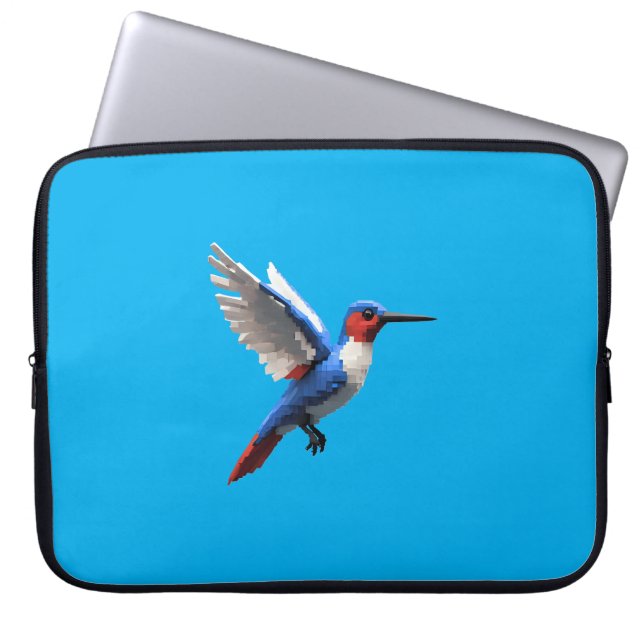 Pixeled Blue Hummingbird  Laptop Sleeve (Front)