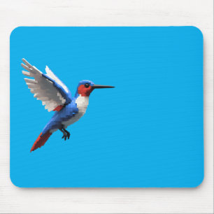 Pixeled Blue Hummingbird Mouse Mat