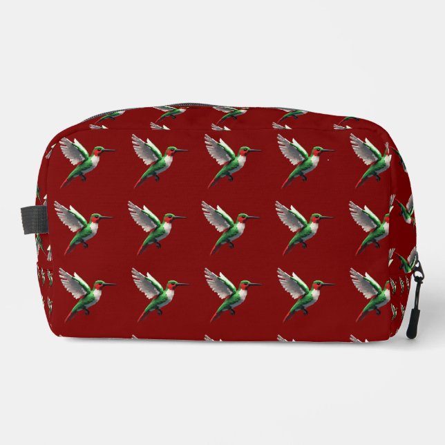 Pixeled Green Hummingbird  Dopp Kit (Front)