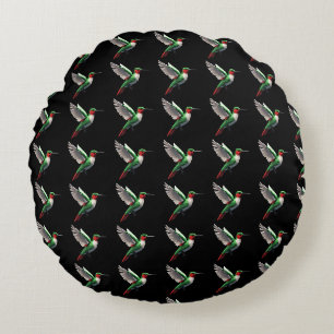 Pixeled Green Hummingbird  Round Cushion