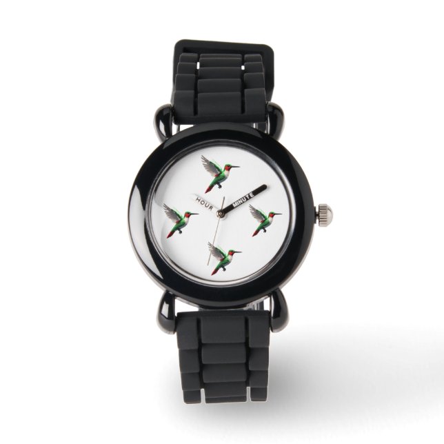 Pixeled Green Hummingbird  Watch (Front)