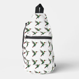 Pixeled Green Hummingbirds Sling Bag
