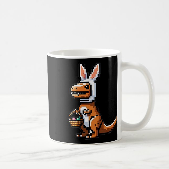 Pixeled Juric Egg Hunt Surprise Dino Easter Rabbit Coffee Mug (Right)