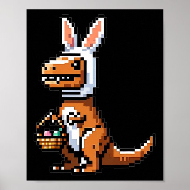 Pixeled Juric Egg Hunt Surprise Dino Easter Rabbit Poster (Front)