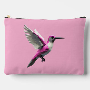 Pixeled Pink Hummingbird Accessory Pouch