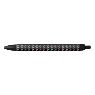 Pixeled Pink Hummingbird Black Ink Pen
