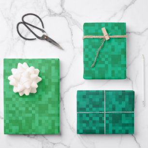 Pixelized Green Pack Wrapping Paper Sheet