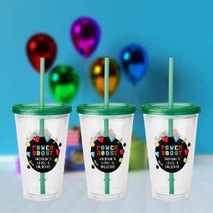 Pixels Arcade Game Level Up Kids Birthday Acrylic Tumbler