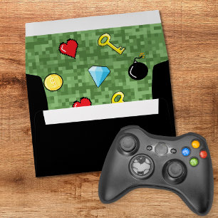 Pixels Arcade Game Level Up Kids Birthday Envelope