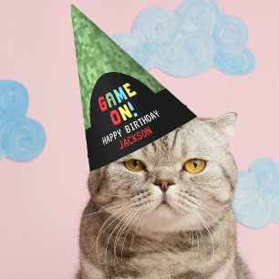 Pixels Arcade Game Level Up Kids Birthday  Party Hat