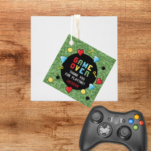 Pixels Arcade Game Over Kids Birthday Favour Tags