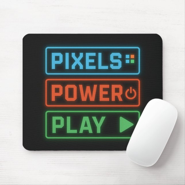 Pixels Power Play – Retro Gamer Mousepad Design (With Mouse)