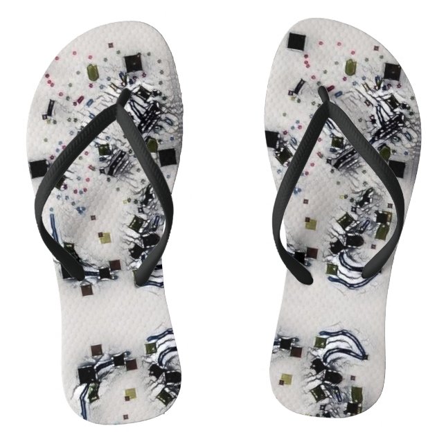 Pixels Sun Hot Summer  Flip Flops (Footbed)
