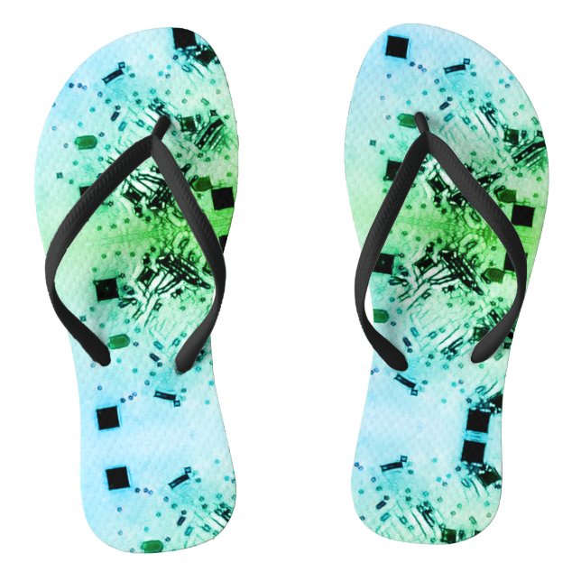 Pixels Sun Hot Summer  Flip Flops (Footbed)
