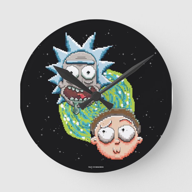 Pixelverse Rick and Morty Portal Graphic Round Clock (Front)
