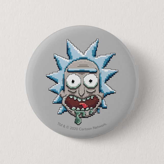 Pixelverse Rick Drooling Head 6 Cm Round Badge (Front)