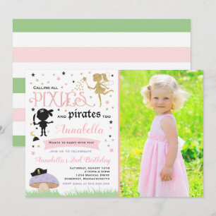 Pixie And Pirate Birthday Invitation Fairy Pirate