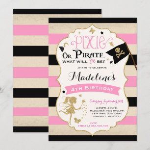 Pixie And Pirate Birthday Invitation Fairy Pirate