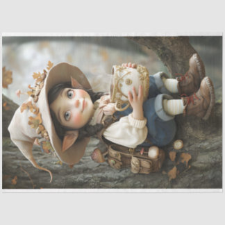 Pixie Beige Hat Mirror Facing Right Tissue Paper