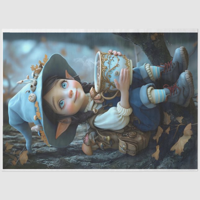 Pixie Blue Hat Pastels Tissue Paper (Front)