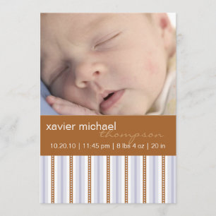 Pixie Blue Stripe Baby Boy Photo Announcement