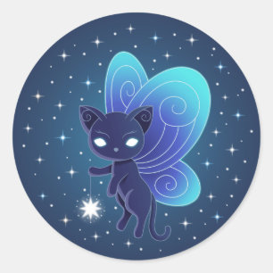 Pixie Cat - Fairy Wings Kitty Classic Round Sticker