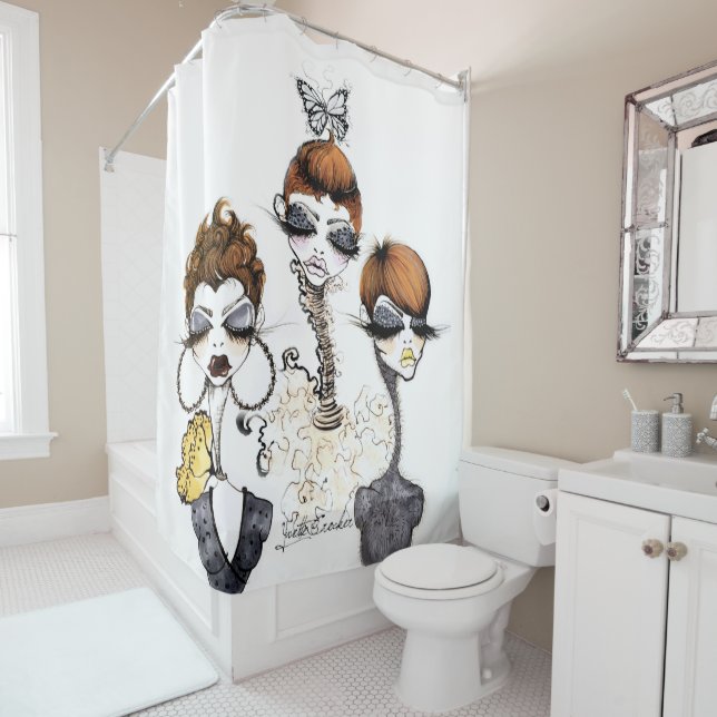 Pixie Chicks Shower Curtain (In Situ)