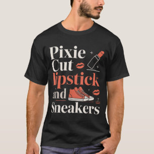 Pixie cut lipstick and sneakers short hair style