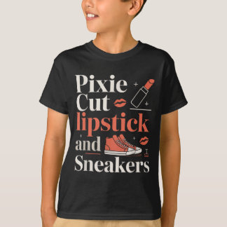 Pixie cut lipstick and sneakers short hair style