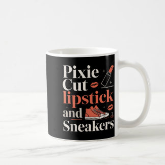Pixie cut lipstick and sneakers short hair style  coffee mug