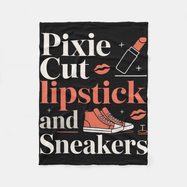 Pixie cut lipstick and sneakers short hair style  fleece blanket (Front)