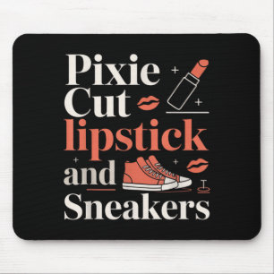 Pixie cut lipstick and sneakers short hair style  mouse mat