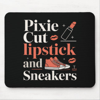 Pixie cut lipstick and sneakers short hair style  mouse mat