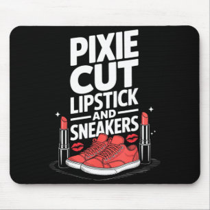 Pixie cut lipstick and sneakers short hair style  mouse mat