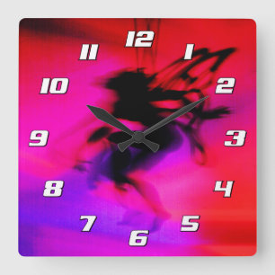 Pixie Dancing in Pink with Numbers Square Wall Clock