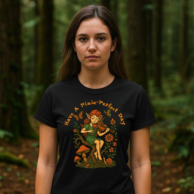 Pixie Elf on Gnarly Tree Retro Psychedelic Art T-Shirt (Creator Uploaded)