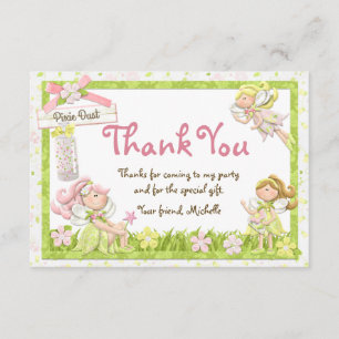 Pixie Fairy Birthday Party Thank You Card