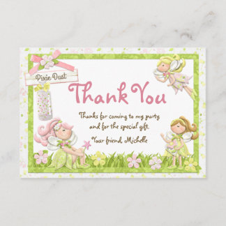 Pixie Fairy Birthday Party Thank You Card
