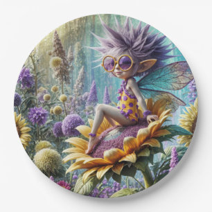 Pixie Fairy On a Sunflower Paper Plate