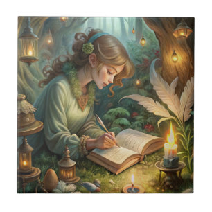 Pixie Girl Writing Tile