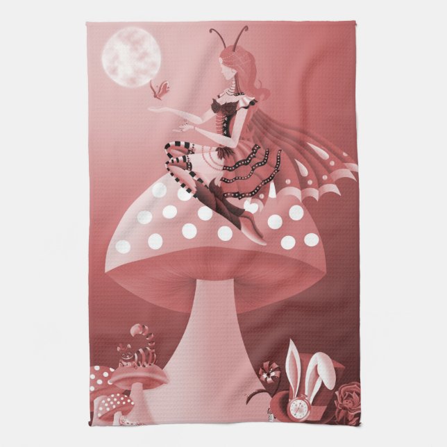 Pixie on Mushroom Tea Towel (Vertical)