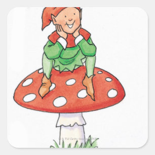 Pixie on Toadstool Square Sticker