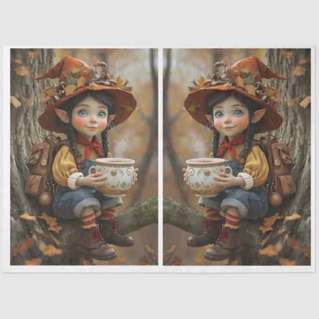 Pixie Orange Hat Mirror Tissue Paper (Front)